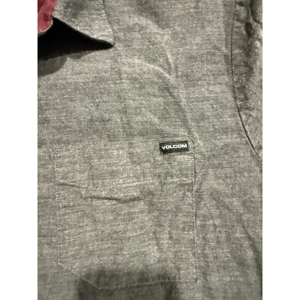 Volcom | Mens Dark Gray Casual Button Down Shirt - L - Picture 6 of 10